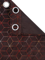 Pack of 2 Velvet Regular Geometric Foil Door Curtains- Brown