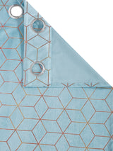 Pack of 2 Velvet Regular Geometric Foil Window Curtains- Light Blue