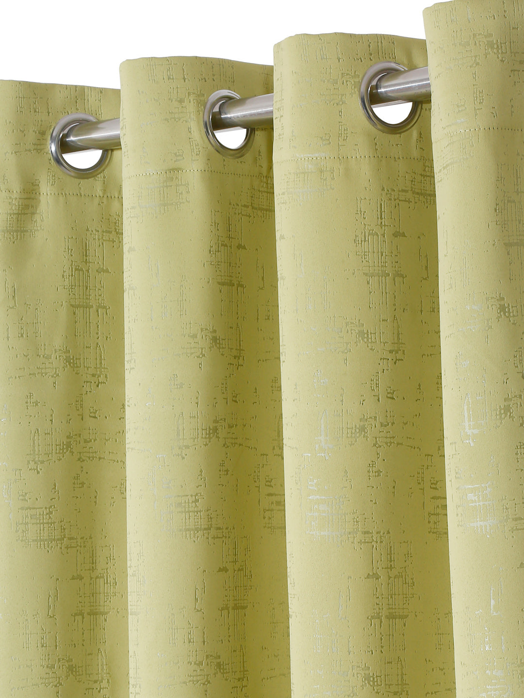 Pack of 2 Polyester Blackout Emboss Long Door Curtains- Green