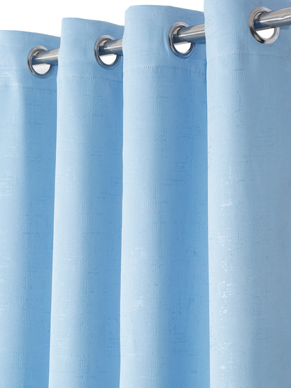 Pack of 2 Polyester Blackout Emboss Window Curtains- Blue