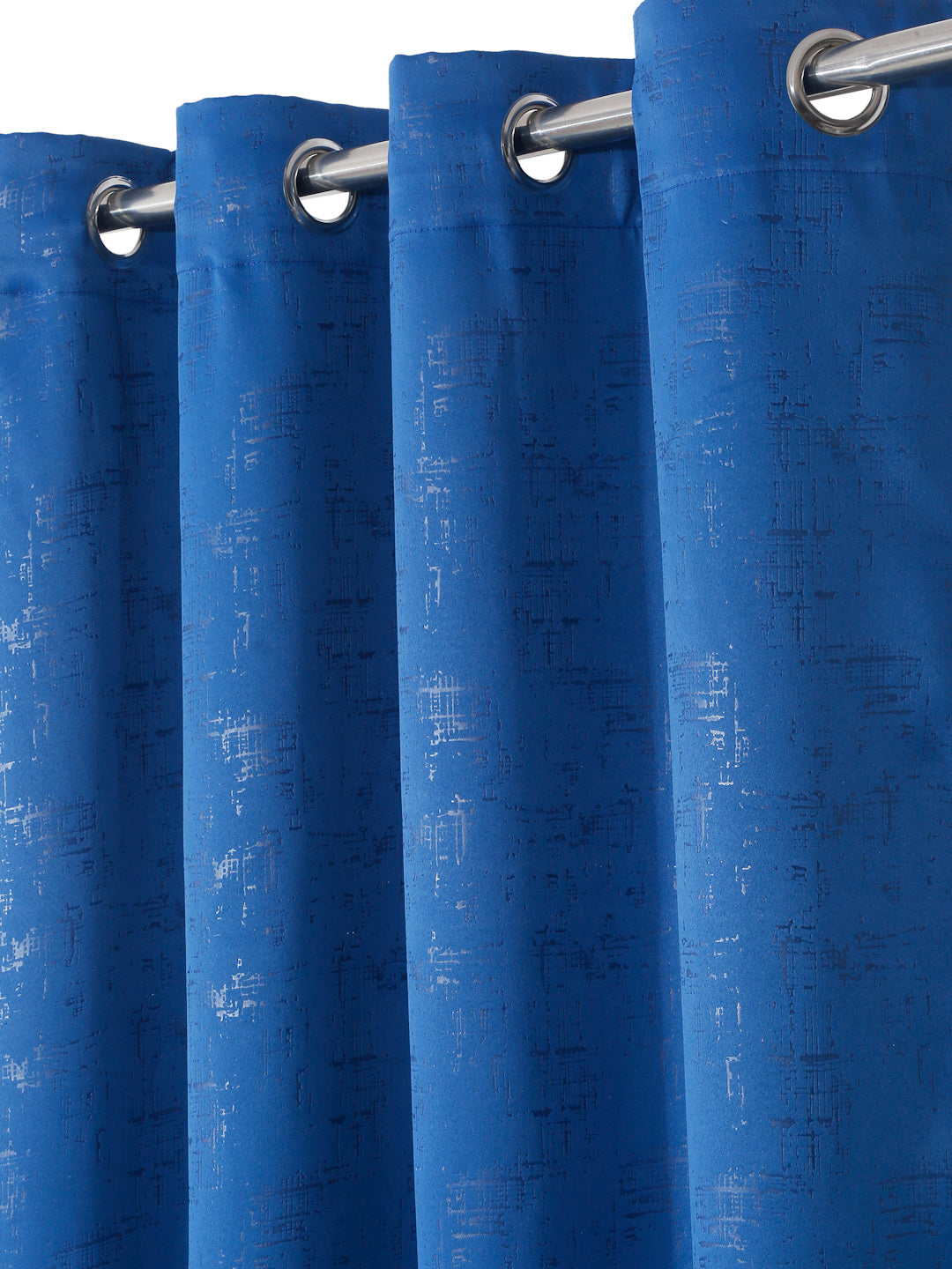 Pack of 2 Polyester Blackout Emboss Window Curtains- Navy Blue