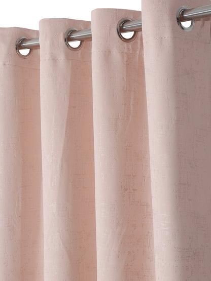 Pack of 2 Polyester Blackout Emboss Door Curtains- Peach