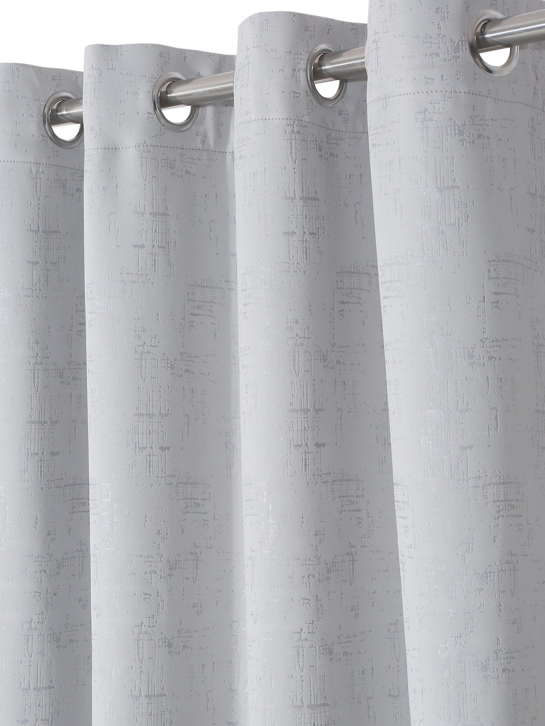 Pack of 2 Polyester Blackout Emboss Window Curtains- Light Grey