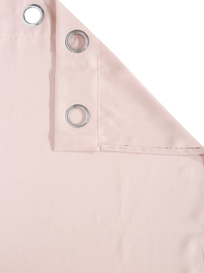 Pack of 2 Polyester Blackout Solid Long Door Curtains- Pink