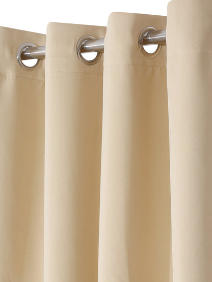 Pack of 2 Polyester Blackout Solid Long Door Curtains- Beige