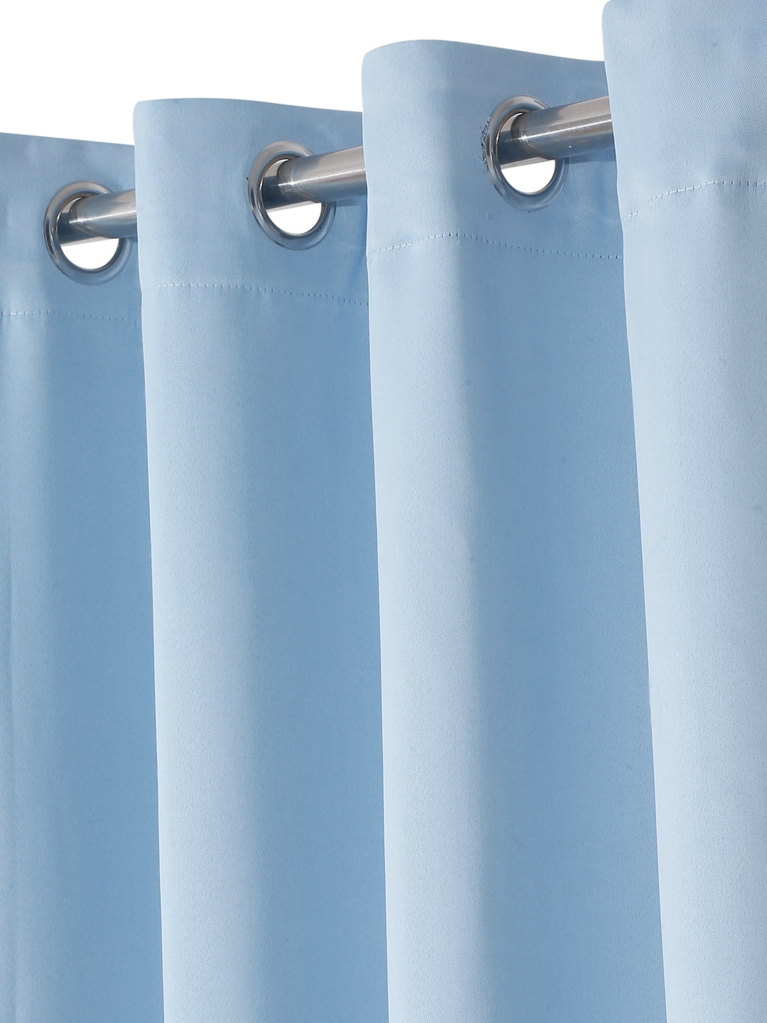 Pack of 2 Polyester Blackout Solid Long Door Curtains- Blue