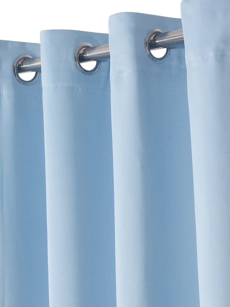 Pack of 2 Polyester Blackout Solid Door Curtains- Blue