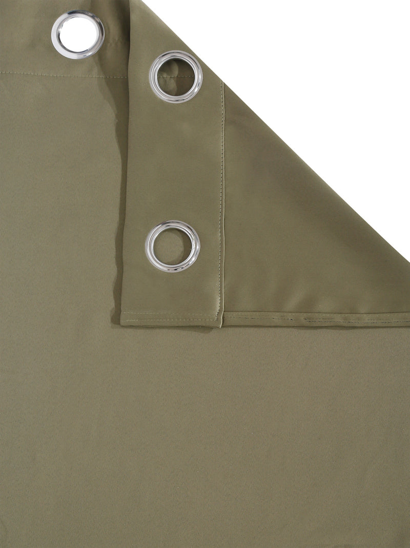 Pack of 2 Polyester Blackout Solid Door Curtains- Olive