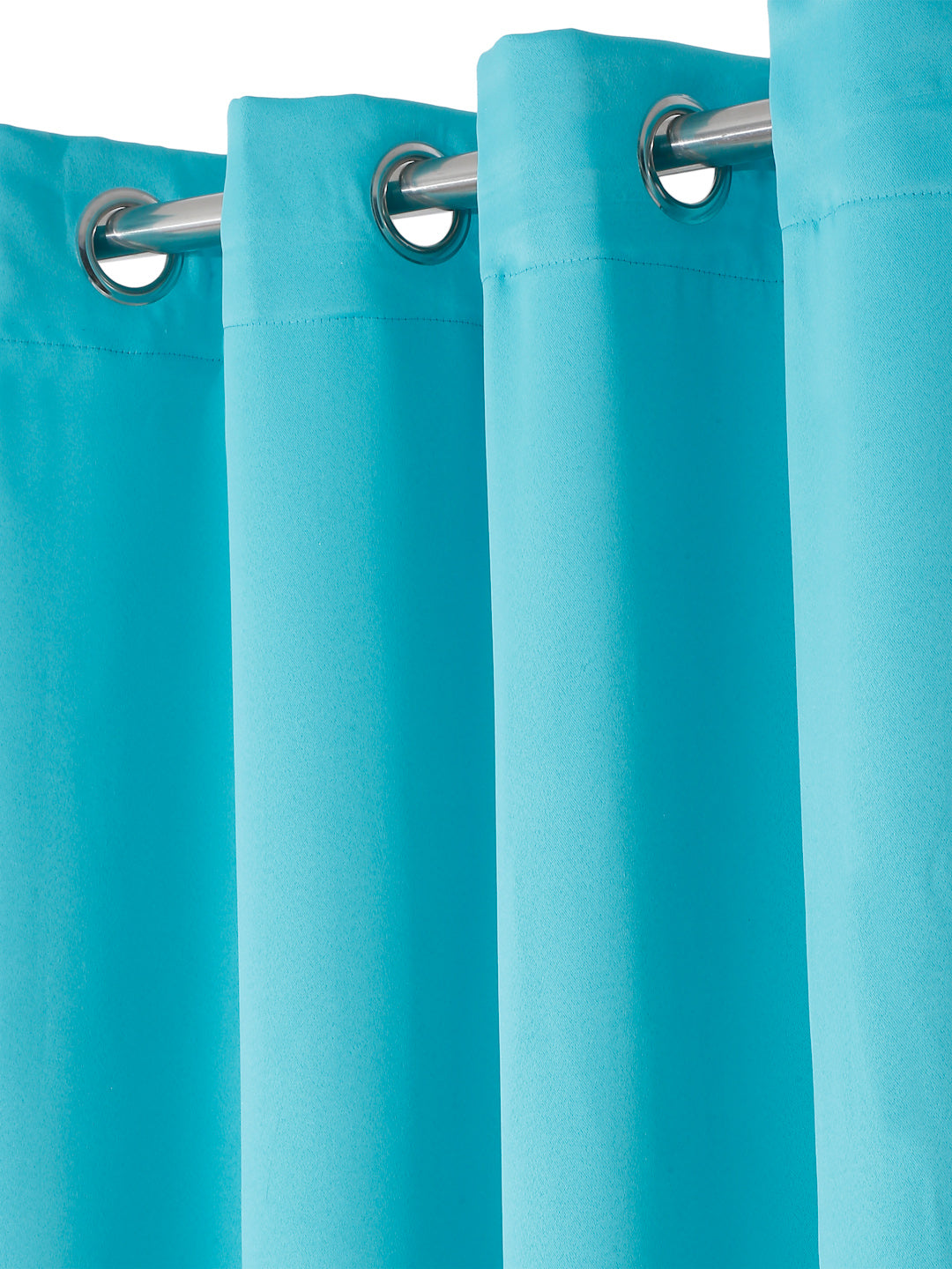 Pack of 2 Polyester Blackout Solid Door Curtains- Turquoise