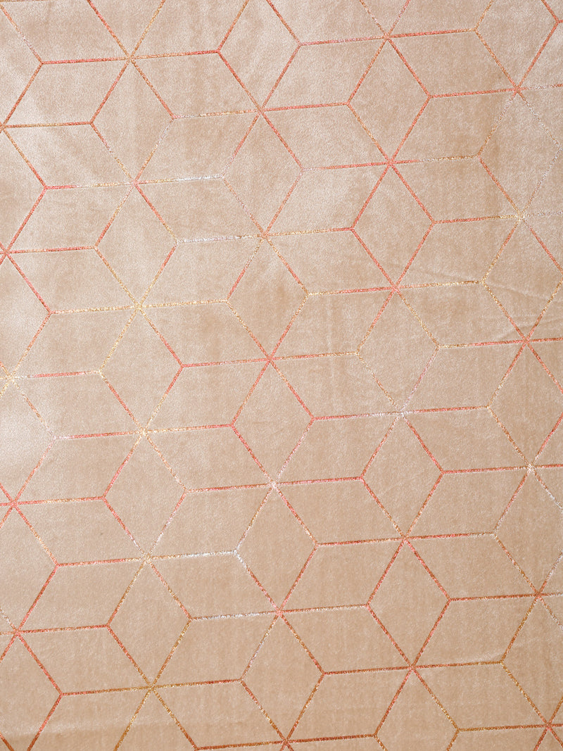 Pack of 2 Velvet Regular Geometric Foil Door Curtains- Peach