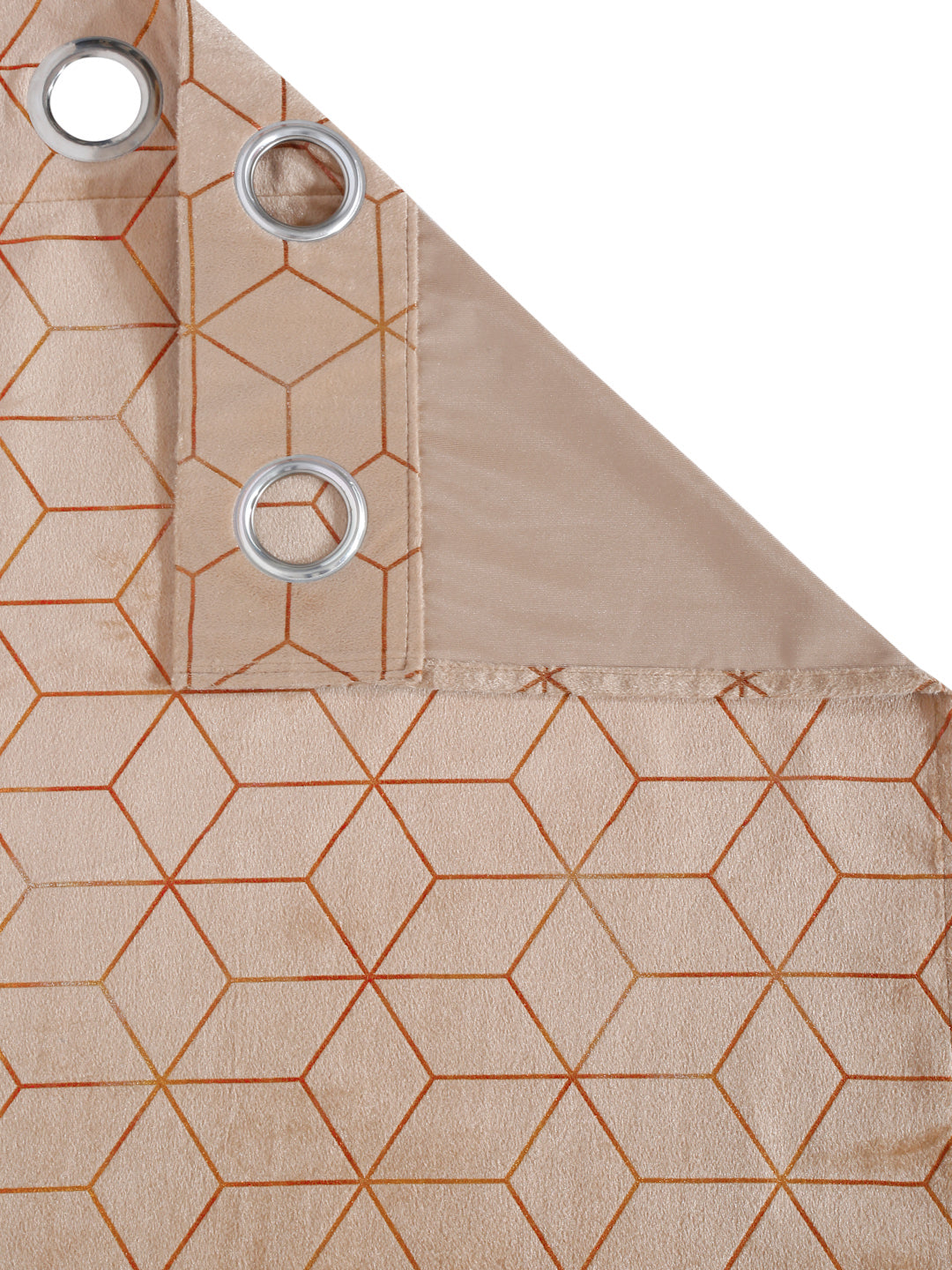 Pack of 2 Velvet Regular Geometric Foil Window Curtains- Peach