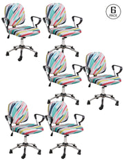 Stretchable Elastic Digital Printed Office Chair Cover Pack of 6- Multicolour