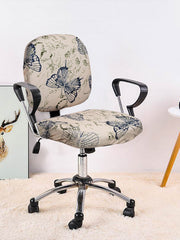 Stretchable Elastic Digital Printed Office Chair Cover Pack of 1- Cream