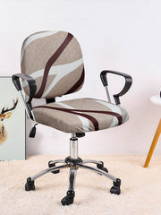 Stretchable Elastic Digital Printed Office Chair Cover Pack of 1- Beige