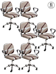 Stretchable Elastic Digital Printed Office Chair Cover Pack of 6- Beige