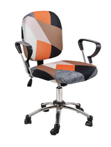 Stretchable Elastic Geometric Printed Office Chair Cover Pack of 1- Orange