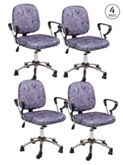 Stretchable Elastic Digital Printed Office Chair Cover Pack of 4- Lavender