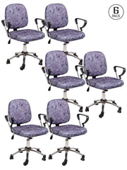 Stretchable Elastic Digital Printed Office Chair Cover Pack of 6- Lavender