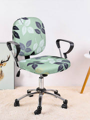 Stretchable Elastic FloraL Printed Office Chair Cover Pack of 1- Mint Green