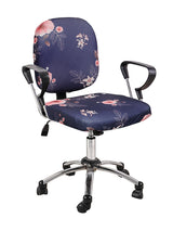 Stretchable Elastic Floral Printed Office Chair Cover Pack of 1- Purple