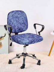 Stretchable Elastic Digital Printed Office Chair Cover Pack of 1- Sky Blue