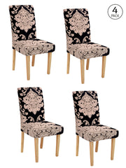 Stretchable Dining Chair Cover Ethnic Printed Set of 2