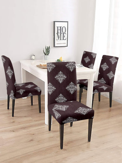 dining-chair-cover-set-of-4-ethnic-printed-brown