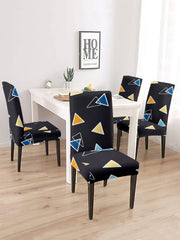 Stretchable DiningPrinted Chair Cover Set-2 Black