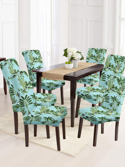 dining-chair-cover-set-of-6-leaf-printed-turquoise