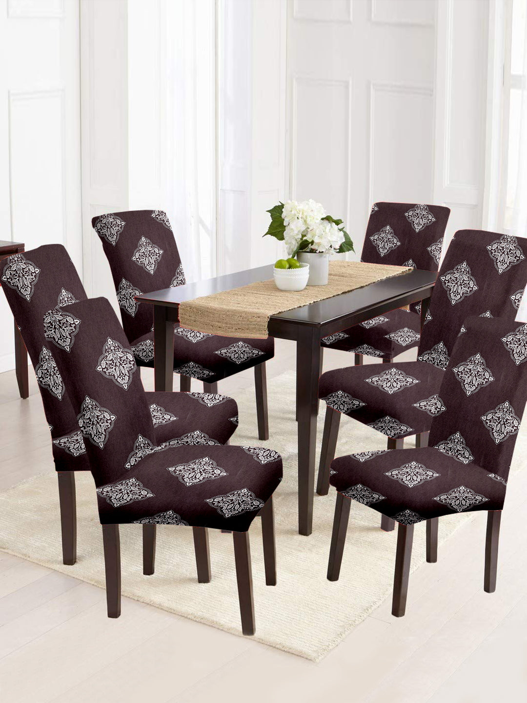 dining-chair-cover-set-of-6-ethnic-printed-brown