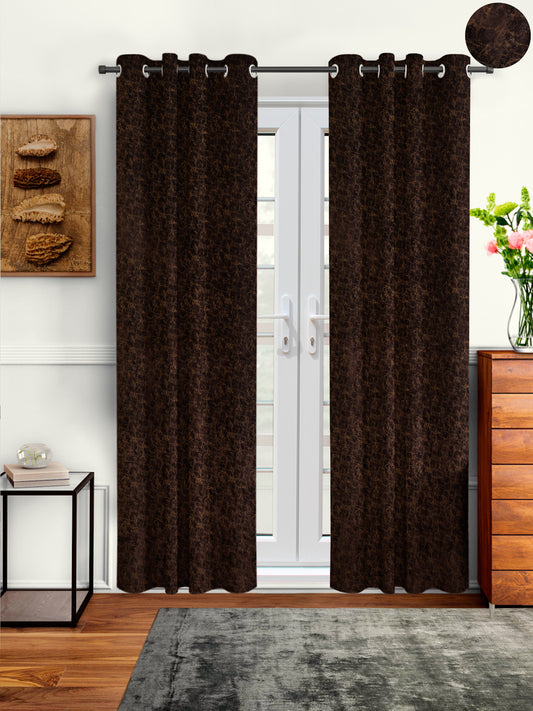 Pack of 2 Velvet Room Darkening Solid Door Curtains- Brown
