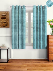 Pack of 2 Velvet Room Darkening Solid Window Curtains- Sky Blue