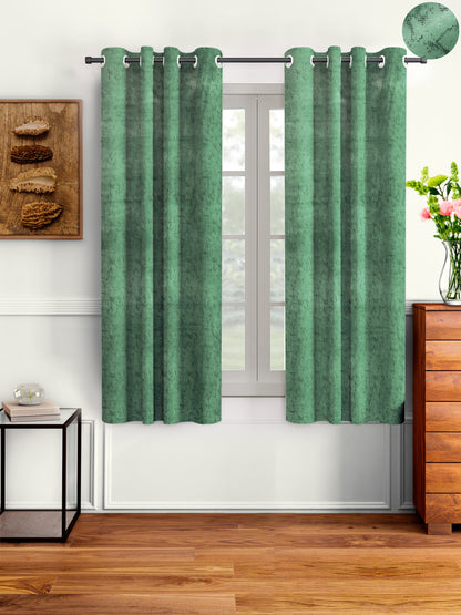Pack of 2 Velvet Room Darkening Solid Window Curtains- Green