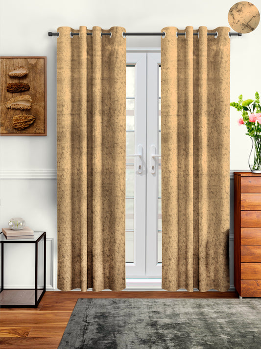 Pack of 2 Velvet Room Darkening Solid Long Door Curtains- Ochre