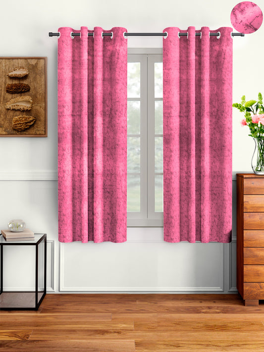 Pack of 2 Velvet Room Darkening Solid Window Curtains- Pink