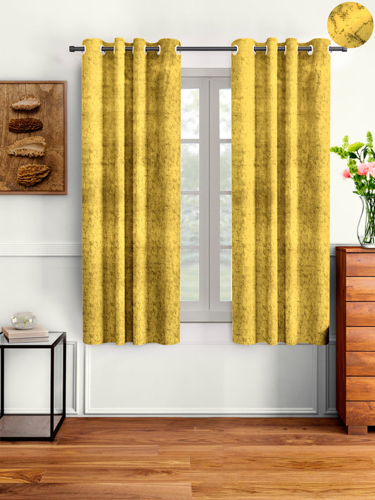 Pack of 2 Velvet Room Darkening Solid Window Curtains- Yellow