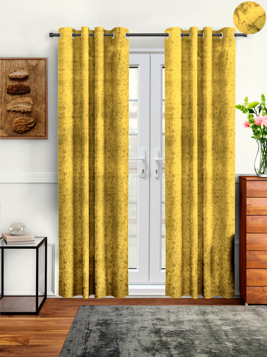 Pack of 2 Velvet Room Darkening Solid Long Door Curtains- Yellow