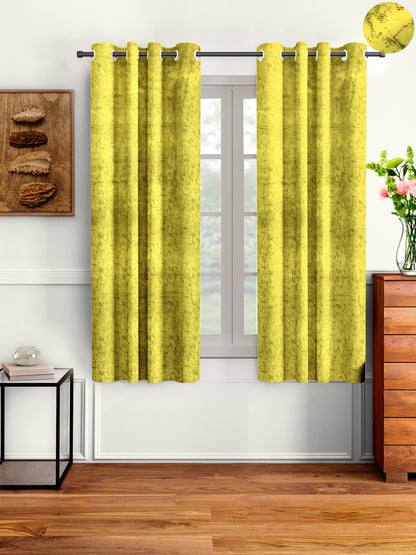 Pack of 2 Velvet Room Darkening Solid Window Curtains- Light Yellow