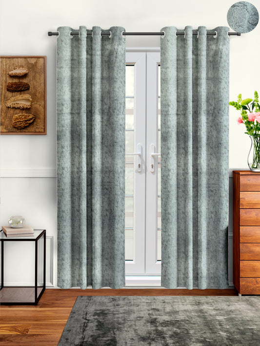 Pack of 2 Velvet Room Darkening Solid Long Door Curtains- Light Grey