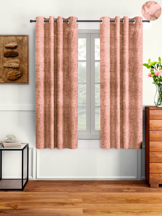 Pack of 2 Velvet Room Darkening Solid Window Curtains- Peach