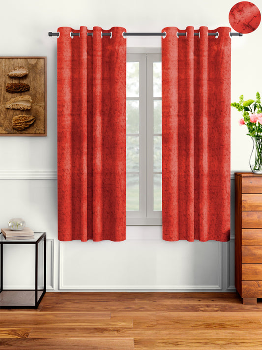 Pack of 2 Velvet Room Darkening Solid Window Curtains- Red