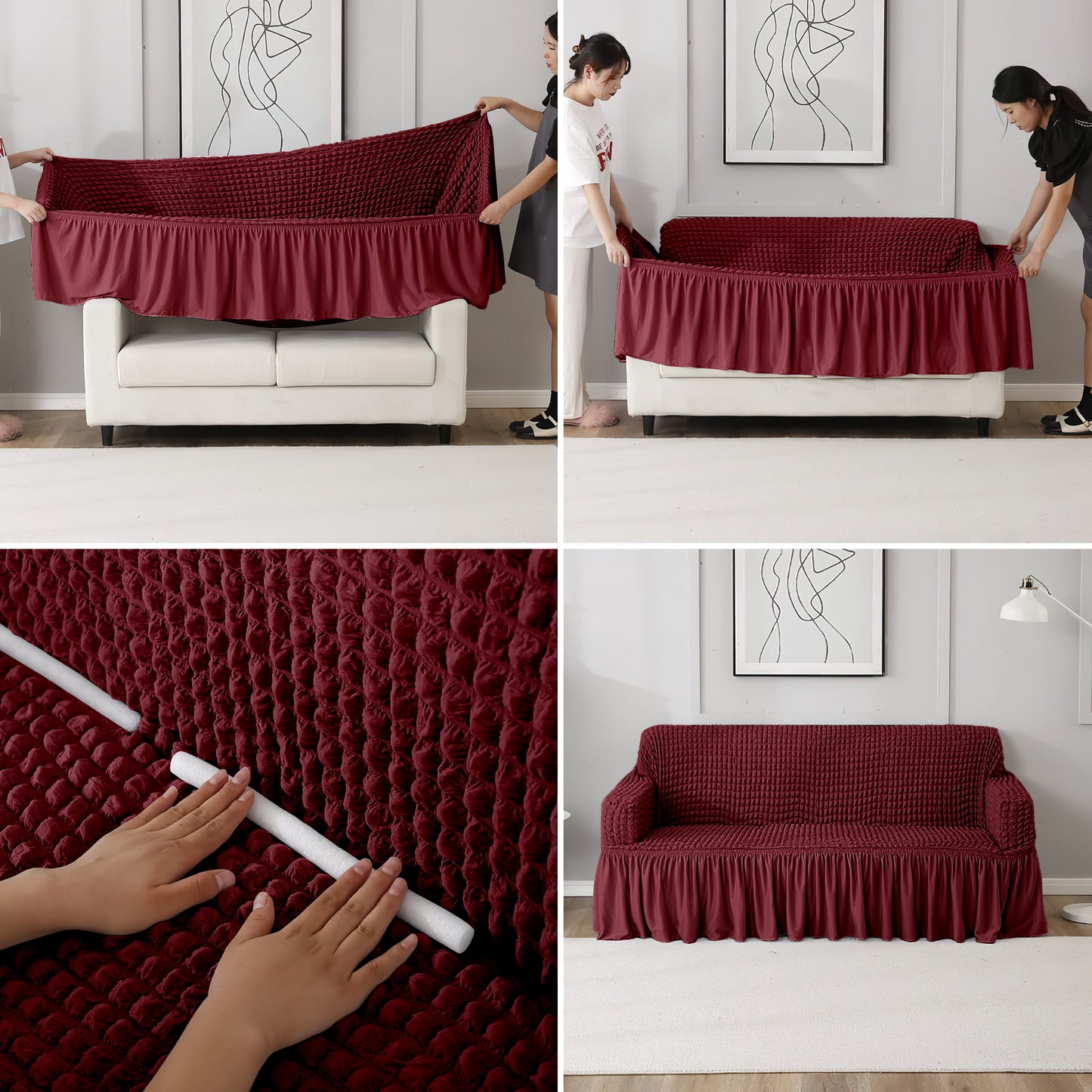 Elastic Stretchable Universal Sofa Cover with Ruffle Skirt
