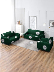 Elastic StretchableUniversal Printed Sofa Cover 3+1+1 Seater-Teal