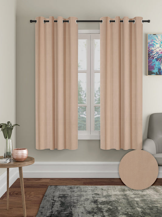 Pack of 2 Polyester Blackout Solid Window Curtains- Coffee