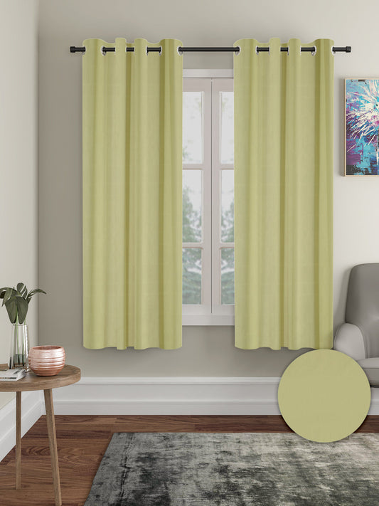 Pack of 2 Polyester Blackout Solid Window Curtains- Green