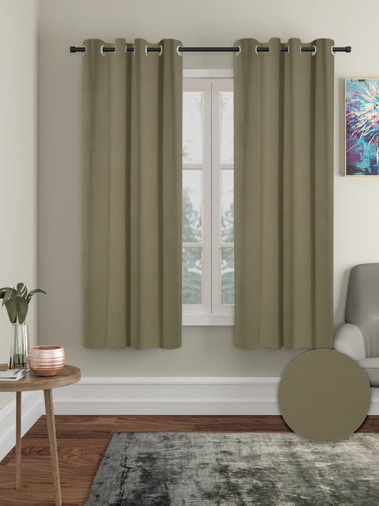 Pack of 2 Polyester Blackout Solid Window Curtains- Olive