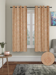 Pack of 2 Polyester Blackout Foil Window Curtains- Beige