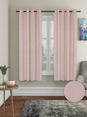 Pack of 2 Polyester Blackout Emboss Window Curtains- Peach