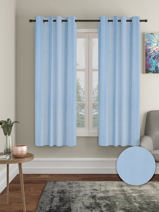 Pack of 2 Polyester Blackout Solid Window Curtains- Blue