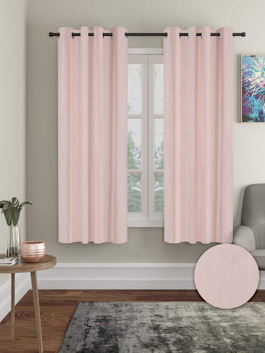 Pack of 2 Polyester Blackout Solid Window Curtains- Pink